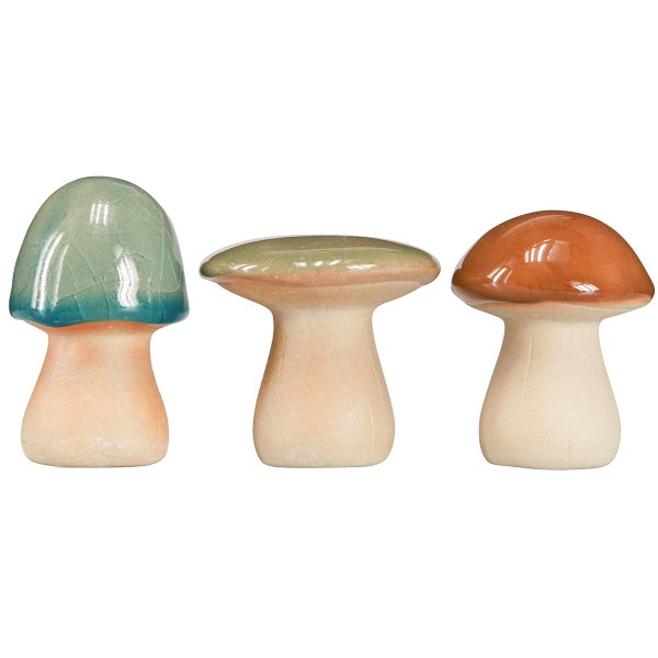 Drei dekorative Pilze aus Keramik