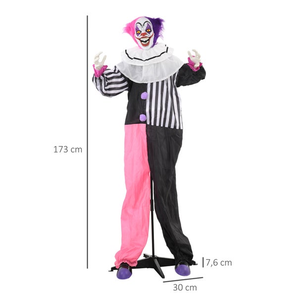 Animierter Clown mit einer Größe von 173 cm als Halloween-Dekoration