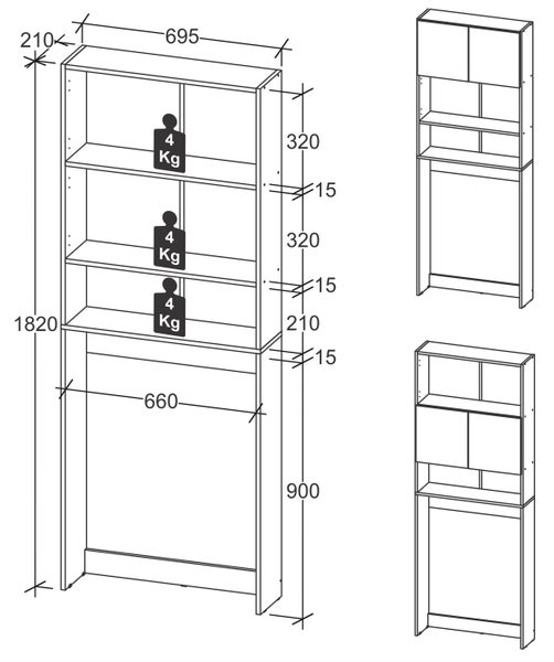 Holz Überbauschrank Waschmaschine Überbau Goralo