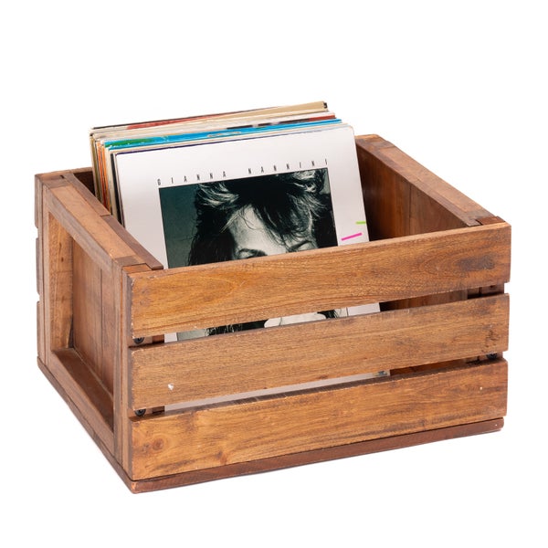 Schallplattenkiste Lennon Massivholz, für ca 60 LPs natur