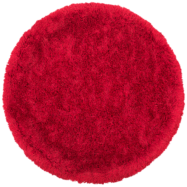 Runder Hochflor-Teppich Shaggy, rot.