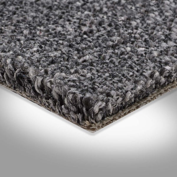 Teppichboden Velours Meterware Auslegware dunkelgrau Treppen und Stuhlrolleneignung 400 cm Breite (Meterware)