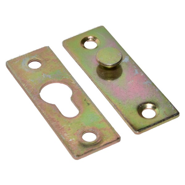 Metall Schließblech Set für Profilzylinder, zwei flache Montageplatten mit Schraublöchern aus Metall