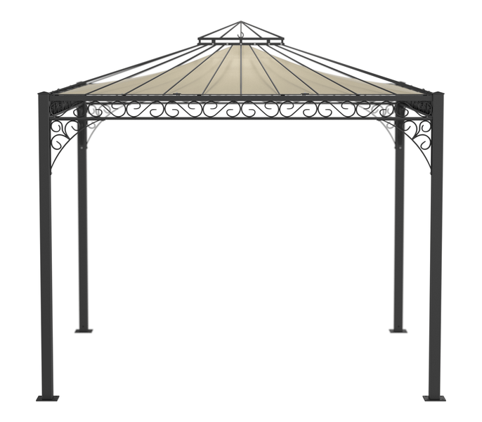 Pavillon ELEO Genua 3 x 3 m schwarz - pulverbeschichtet | mit Sonnensegel ecru