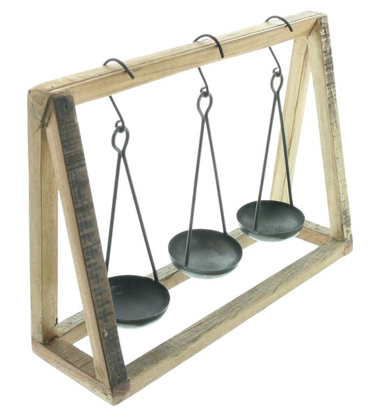 FRANK FLECHTWAREN | Holzdeko Metallhänger, HOLZ, METALL, 39 x 12 x 28 cm