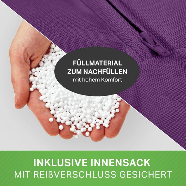 Füllmaterial zum Nachfüllen mit hohem Komfort und inklusive Innensack mit Reißverschluss gesichert.