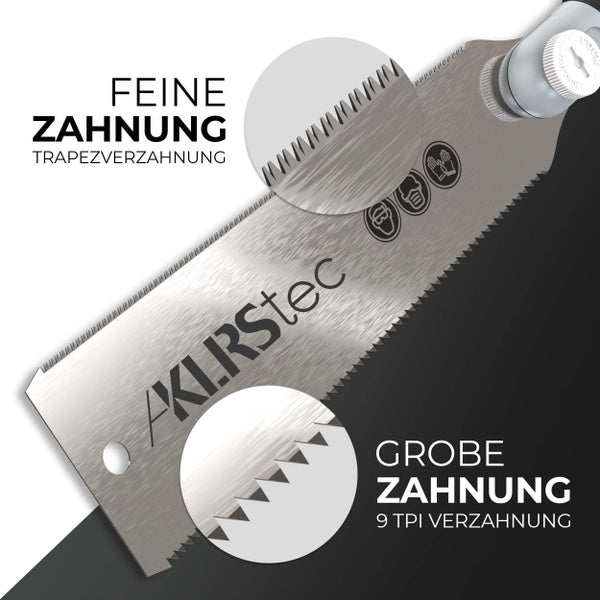 KLRStec® Professional Japansäge, 240mm Ryoba Feinsäge, optimal für Holz und Kunstoffarbeiten