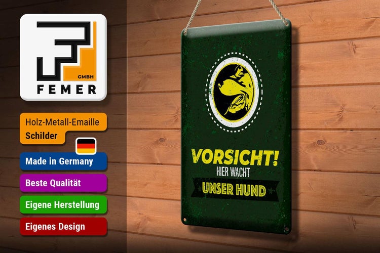 Blechschild Spruch Vorsicht hier wacht unser Hund 20x30cm