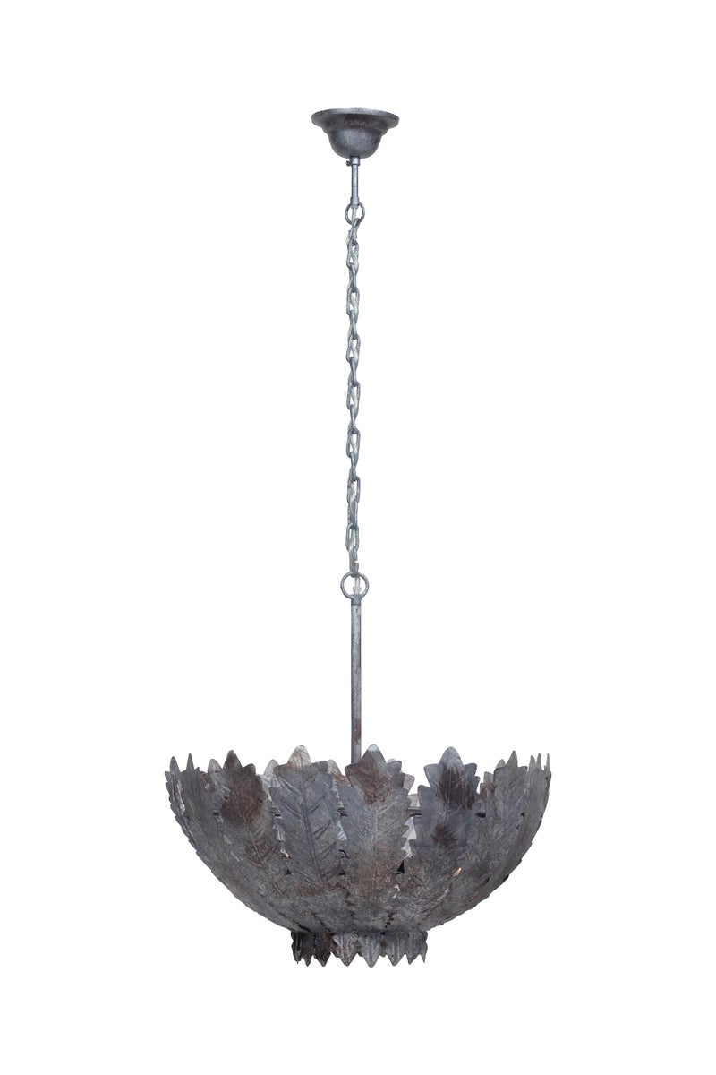 Vintage Barock Hängelampe Silber, Rustikaler Metall-Kronleuchter 31 cm | Wohnzimmer Esszimmer Leuchte