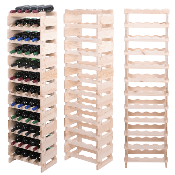 Weinregal VINOTECA FLEX PRO HxBxT 163x46x28cm 48 Flaschen auf 12 Ebenen Massives Kiefernholz Natur unbehandelt
