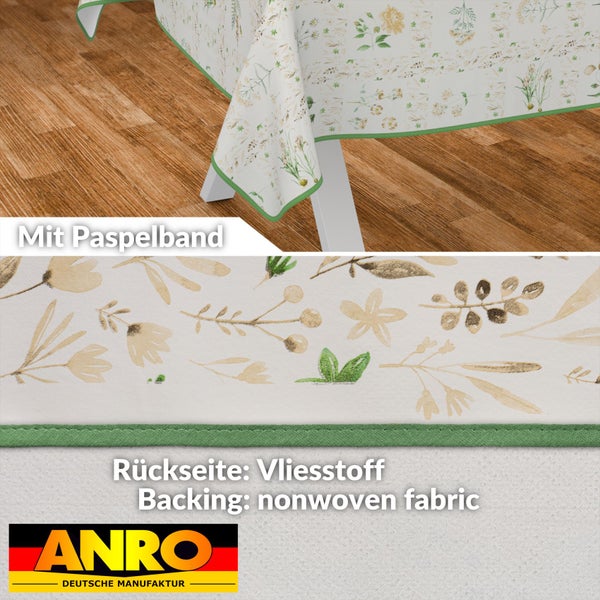 Tischdecke mit Blumenmuster und Paspelband