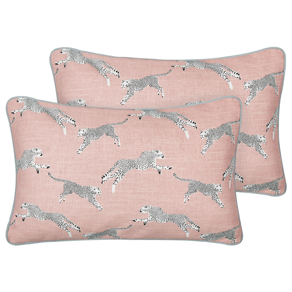 Dekokissen 2er Set ARALES Baumwolle 30 x 50 cm Pastellrosa Tiermuster