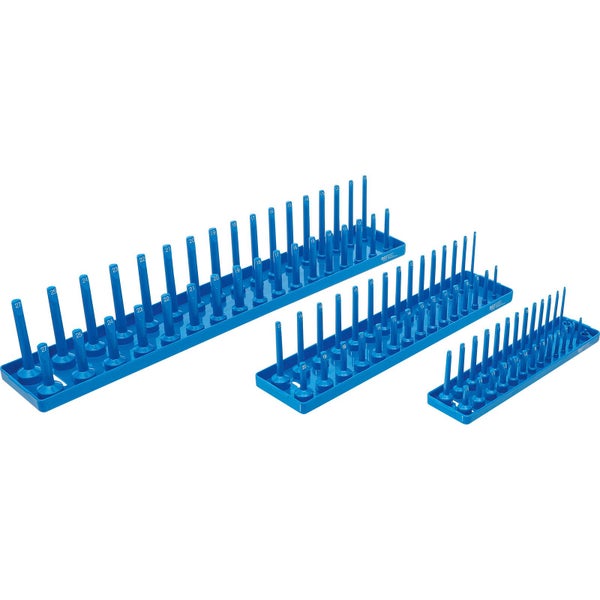 Bohrer-Set in blauem Kasten mit Größenangaben