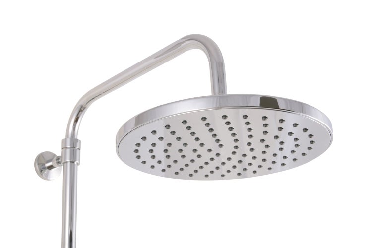 aquaSu® Duschsystem Tima mit Regendusche & Handbrause | Handbrause: 4-strahlig | Kopfbrause: 1-strahlig | mit Ablage | Antikalk | rund | höhenverstellbar | Chrom | 723435