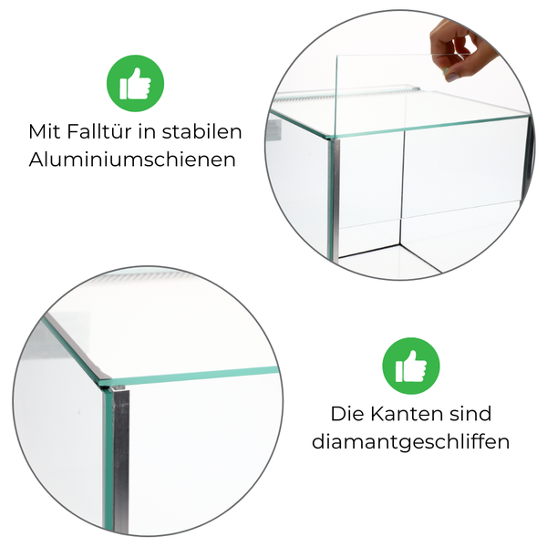 GarPet Glas Terrarium 30x30x30 cm Viviarium Pflanzen Terrarium Reptilien Amphibien Spinnen Glasterrarium mit Alu Belüftung Falltür