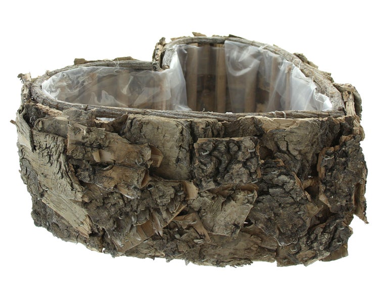 FRANK FLECHTWAREN | Pflanzherz Birkenrinde, BIRKE, HOLZ, Ø 32 x 14 cm
