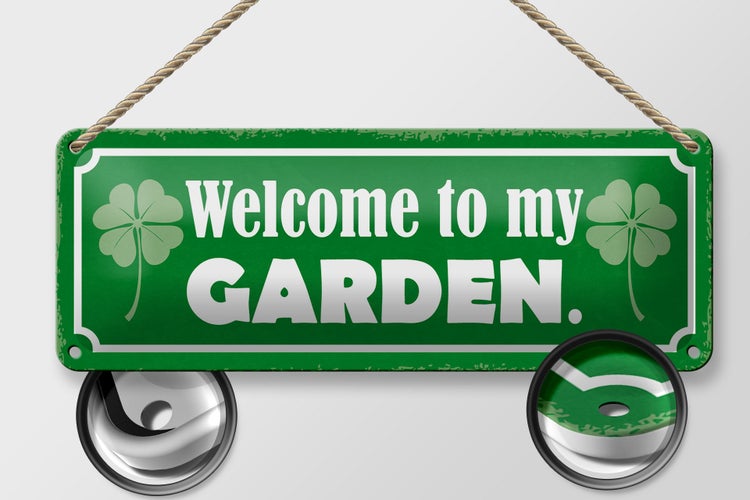 Blechschild Spruch 27x10cm Welcome to my Garden Garten Dekoration