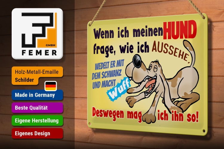 Blechschild Spruch 30x20cm wenn ich meinen Hund frage