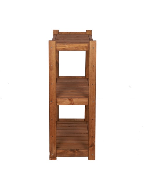 PROREGAL Holzregal SPREEWALD HxBxT 86x70x33cm 3 Ebenen Massives Kiefernholz Braun geölt
