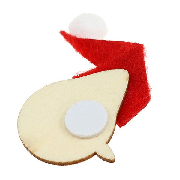 Dekorationselement aus Holz mit Weihnachtsmütze