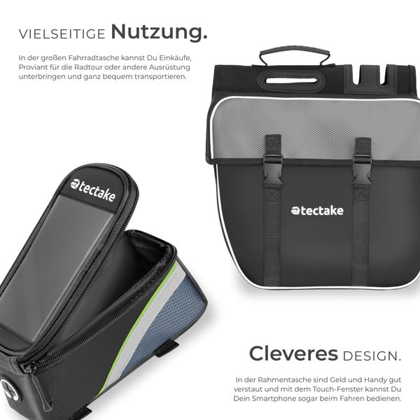 Fahrradtaschenset von tectake mit Rahmentasche und Gepäckträgertasche