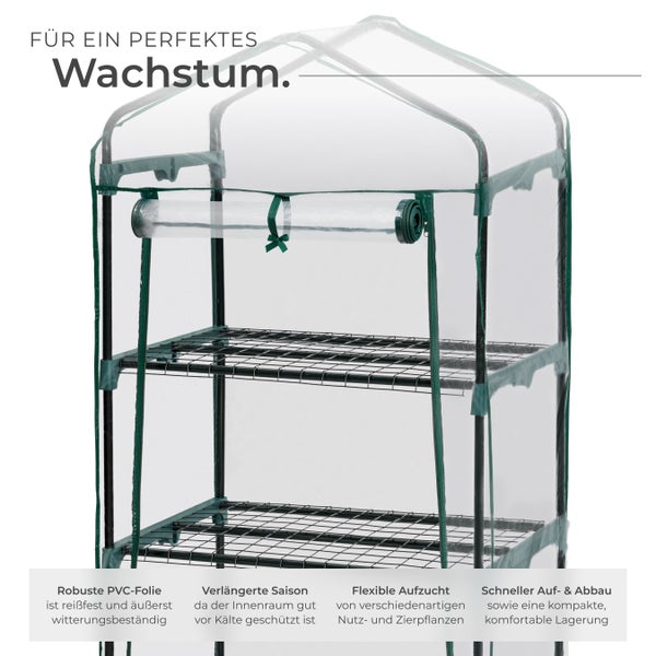 Foliengewächshaus tectake  69 x 49 x 133 cm 0,36 m³, auf Rollen transparent