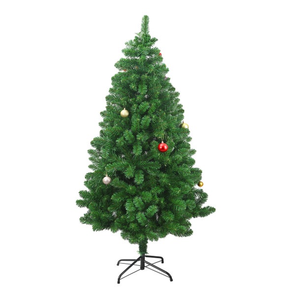 Künstlicher Weihnachtsbaum mit Christbaumkugeln auf einem Ständer