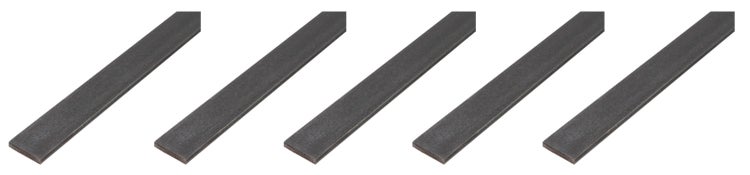 Fünf Flachstähle aus Metall in einer Reihe angeordnet