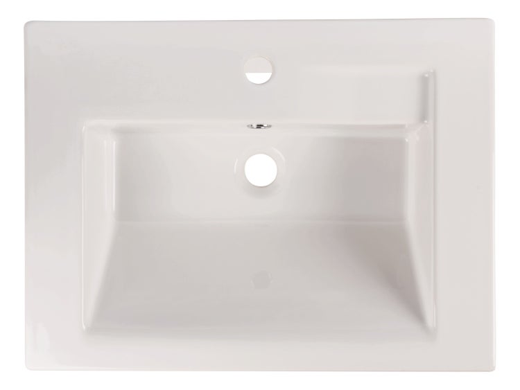 Calmwaters® Waschbecken Modern Square eckig in Weiß, aus hochwertiger Sanitär-Keramik mit Hahnloch und Überlauf zur Wandmontage, Hänge-Waschtisch mit Ablage, 60 x 45 cm groß, 05BC2364
