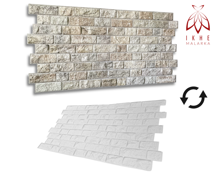 0,43m² 3D PVC Kunststoff Verkleidung Paneele Steinoptik Wandpaneele Wandverkleidung Decke Deckenpaneele Fliesen Imitat (Brick Stone Beige)