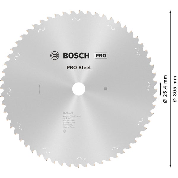 Bosch PRO Steel Sägeblatt für Kreissägen Netz- / kabelgebunden 305 x 2,2 x 25,4 mm T60 - 2608844868