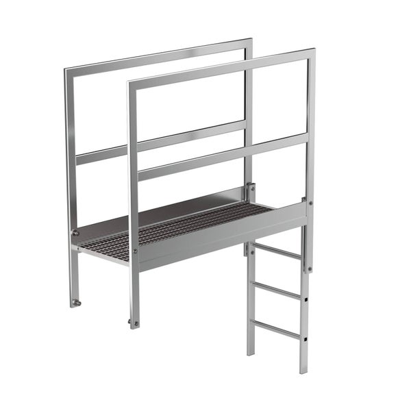 Industrielle Arbeitsbühne mit Geländer und Leiter