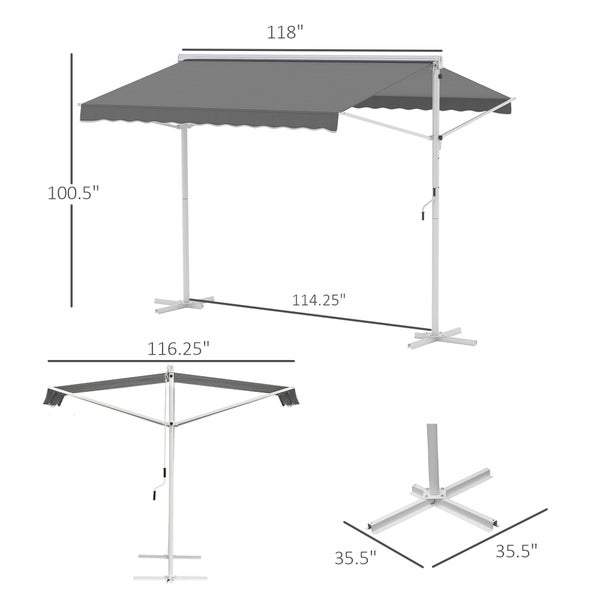 Outsunny Standmarkise, 300cm x 295cm x 255cm, Metall+Polyester, Grau