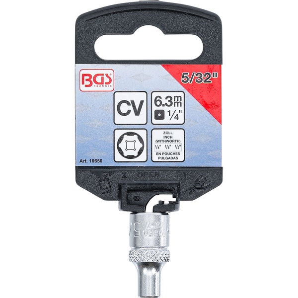 BGS Steckschlüssel-Einsatz Sechskant Antrieb Innenvierkant 6,3 mm (1/4) SW 5/32 - 10650