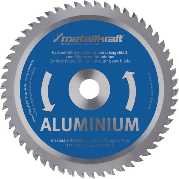 metallkraft Metallkreissägeblatt Aluminium Sägeblatt-Ø 355  mm Breite 2,4  mm - 3853502