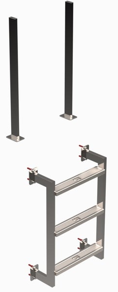 Schwimmbadleiter mit zwei Pfosten und drei Stufen