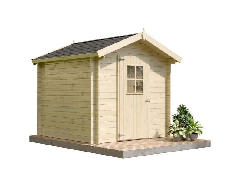 Alpholz Gerätehaus Luzern Gerätehaus aus Holz, Geräteschrank mit 19 mm Wandstärke, Gartenhaus mit Montagematerial, Naturbelassen 2,9x2,9m