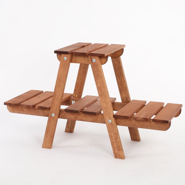 Blumenständer FLORACK HxBxT 45x74x25cm 3 Ablagen Kieferholz Braun