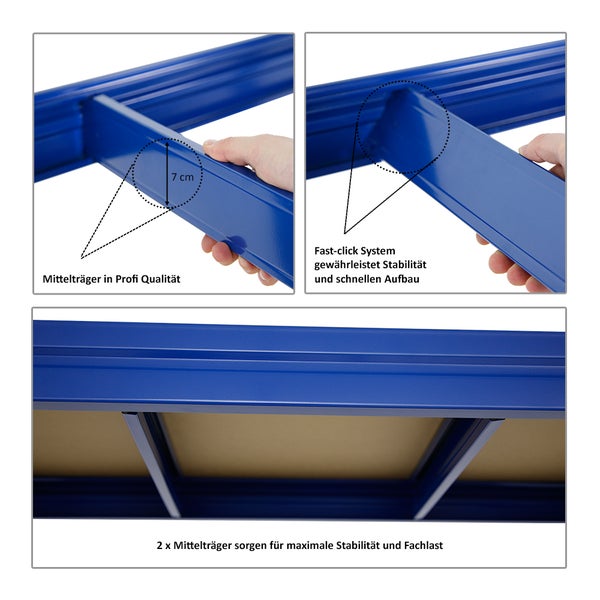 PROREGAL Mega Deal 5x Schwerlastregal Dino HxBxT 180 x 200 x 60 cm Fachlast 600 kg Blau