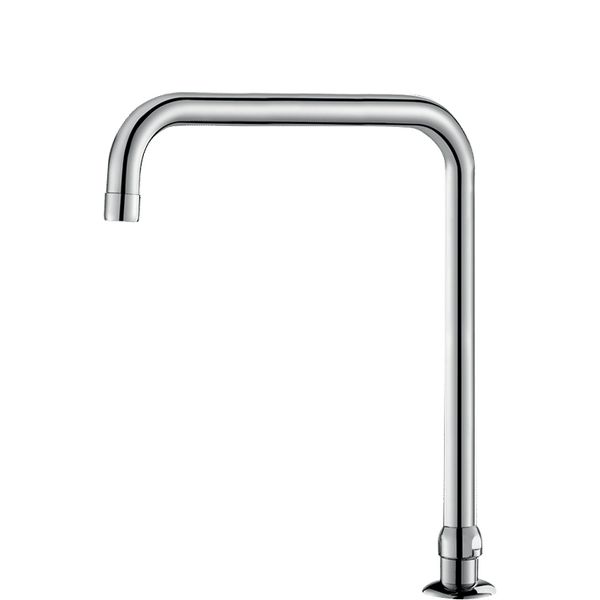 Verchromtes L-Auslaufrohr für Küchenarmaturen oder Waschtischarmaturen, hohe Form.