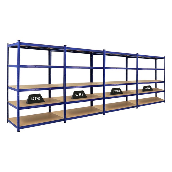 PROREGAL Mega Deal 4x Schwerlastregal Taurus HxBxT 180 x 120 x 60 cm Fachlast 175 kg Blau