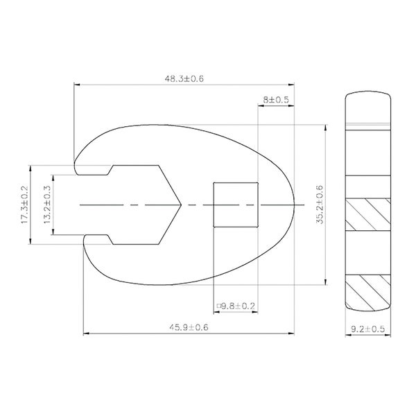 BGS Hahnenfußschlüssel Antrieb Innenvierkant 10 mm (3/8) SW 17 mm - 1756-17
