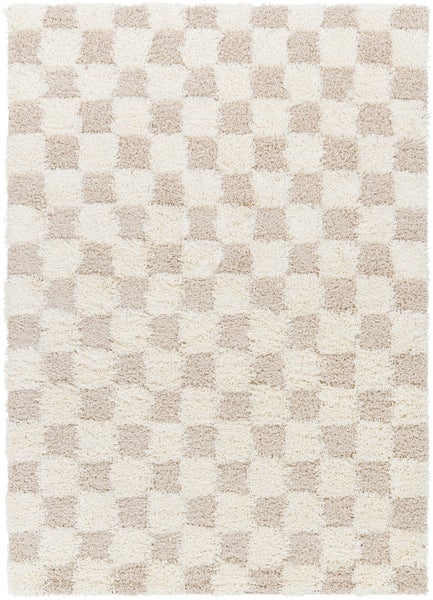 Moderner Hochfloriger Shaggy Teppich Elfenbein/Hellbeige 200x290 cm WILLA