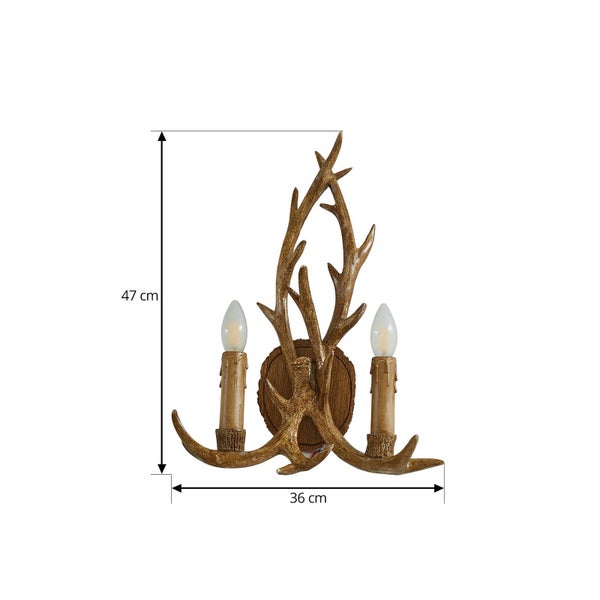 Wandleuchte im Hirschgeweihdesign, 47 cm hoch und 36 cm breit
