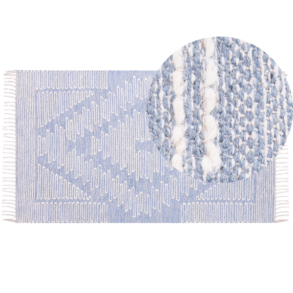 Teppich ANSAR Blau 80 x 150 cm Baumwolle
