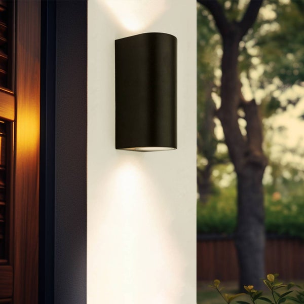 PRIOS Wandleuchte außen Tetje (Modern) in Schwarz aus Aluminium (2 flammig, GU10) - Außenwandleuchten Wandlampe Led Außenlampe Outdoor für Außenwand/Hauswand Haus Terrasse & Balkon