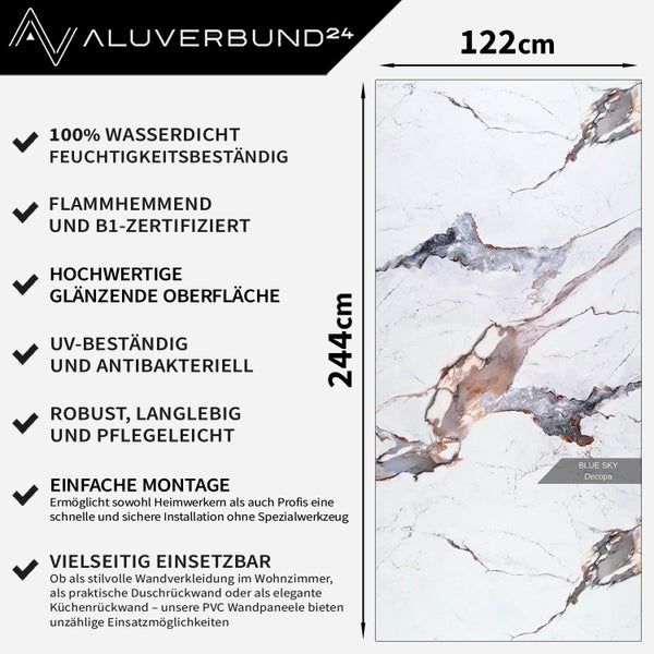 Decopa Blue Sky Wandpaneel, 122 mal 244 Zentimeter, mit Produkteigenschaften