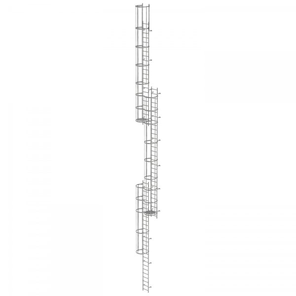 Fest montierte Steigleiter mit Rückenschutz.