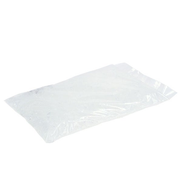 Transparenter Beutel mit klarem Dekogranulat.
