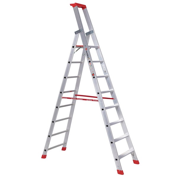 Aluminium-Doppelleiter mit Stufen